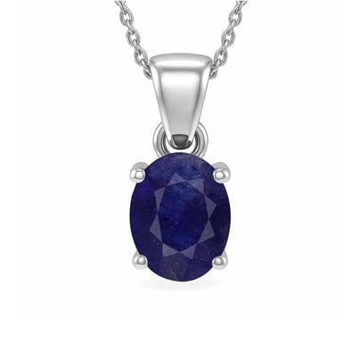 Stunning Sterling Silver Blue Sapphire Stone Pendant