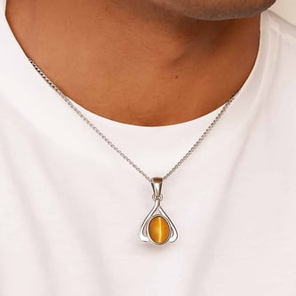 Stunning Sterling Silver Cat's Eye Stone Pendant