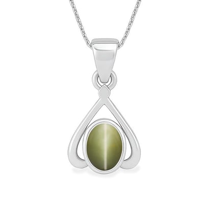 Stunning Sterling Silver Cat's Eye Stone Pendant
