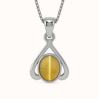 Stunning Sterling Silver Cat's Eye Stone Pendant