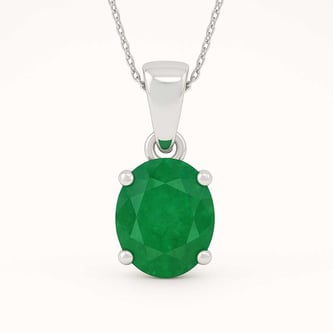 Stunning Sterling Silver Emerald Stone Pendant