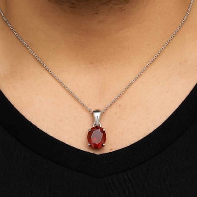 Stunning Sterling Silver Hessonite Gomed Stone Pendant