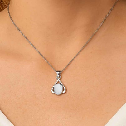 Stunning Sterling Silver Opal Stone Pendant