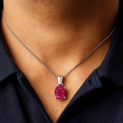 Stunning Sterling Silver Ruby Stone Pendant