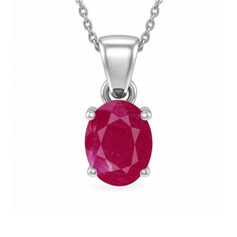 Stunning Sterling Silver Ruby Stone Pendant