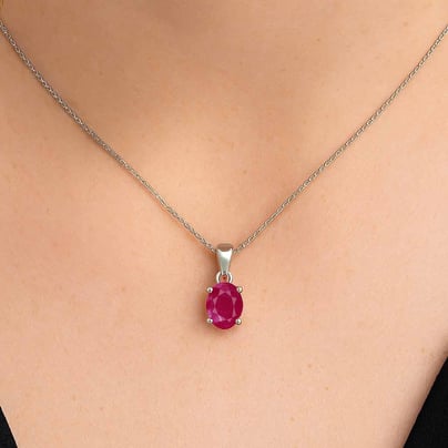 Stunning Sterling Silver Ruby Stone Pendant