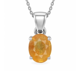Stunning Sterling Silver Yellow Sapphire Stone Pendant