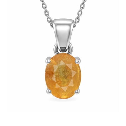 Stunning Sterling Silver Yellow Sapphire Stone Pendant