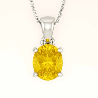 Stunning Sterling Silver Yellow Sapphire Stone Pendant
