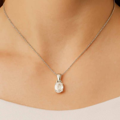 Stunning Sterling Silver Zircon Stone Pendant