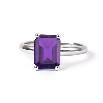 Stylish 925 Sterling Silver Amethyst Gemstone Ring For Female