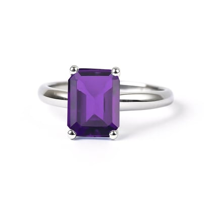 Stylish 925 Sterling Silver Amethyst Gemstone Ring For Female