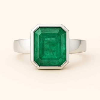 Stylish 925 Sterling Silver Emerald Gemstone Ring For Female