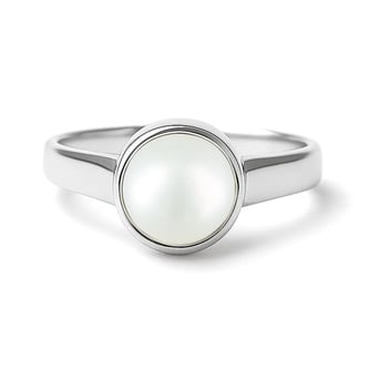 Stylish 925 Sterling Silver Pearl Gemstone Ring For Female