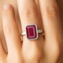Stylish 925 Sterling Silver Ruby Gemstone Ring For Female