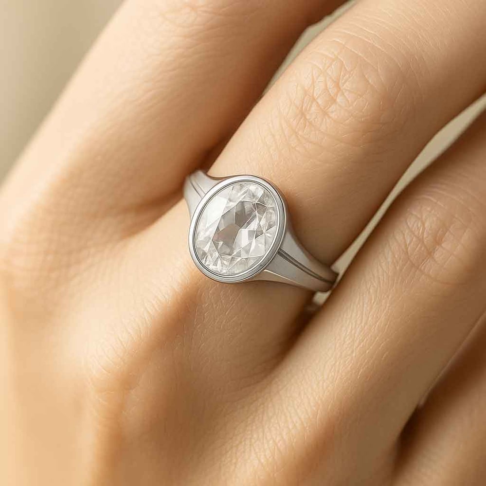 Stylish 925 Sterling Silver Zircon Gemstone Ring For Female