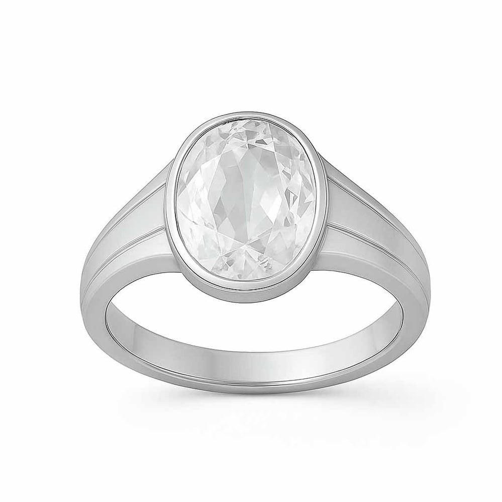 Stylish 925 Sterling Silver Zircon Gemstone Ring For Female