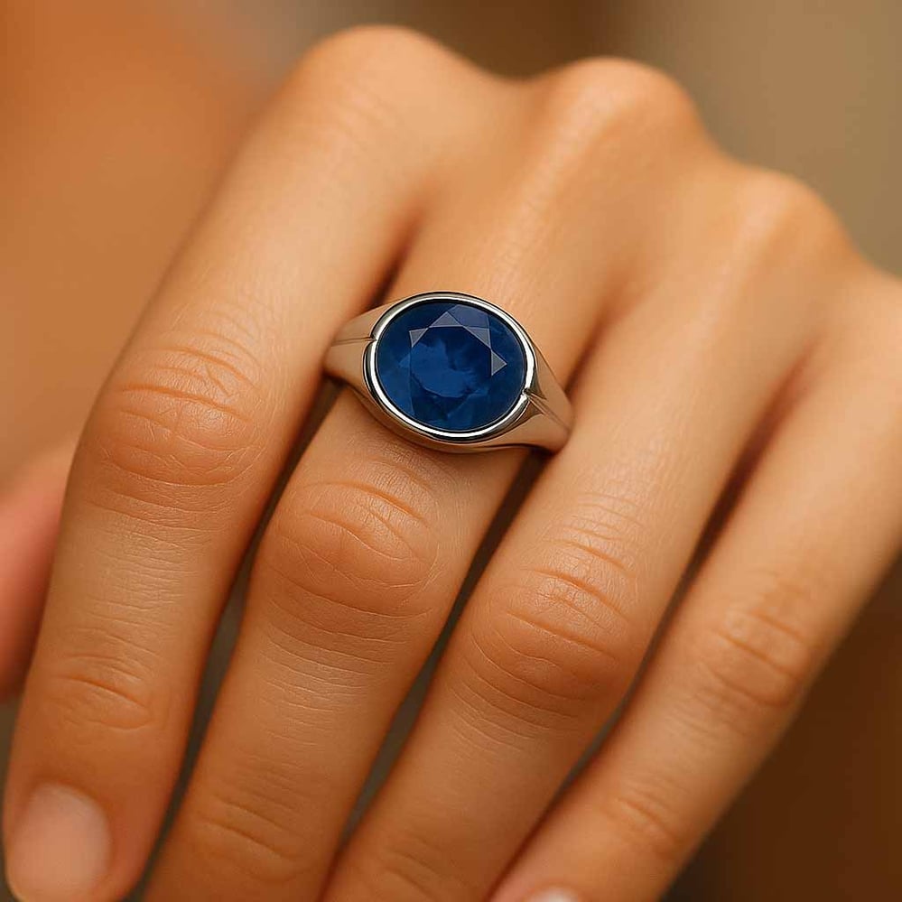 Stylish Blue Sapphire 925 Sterling Silver Ring for Women