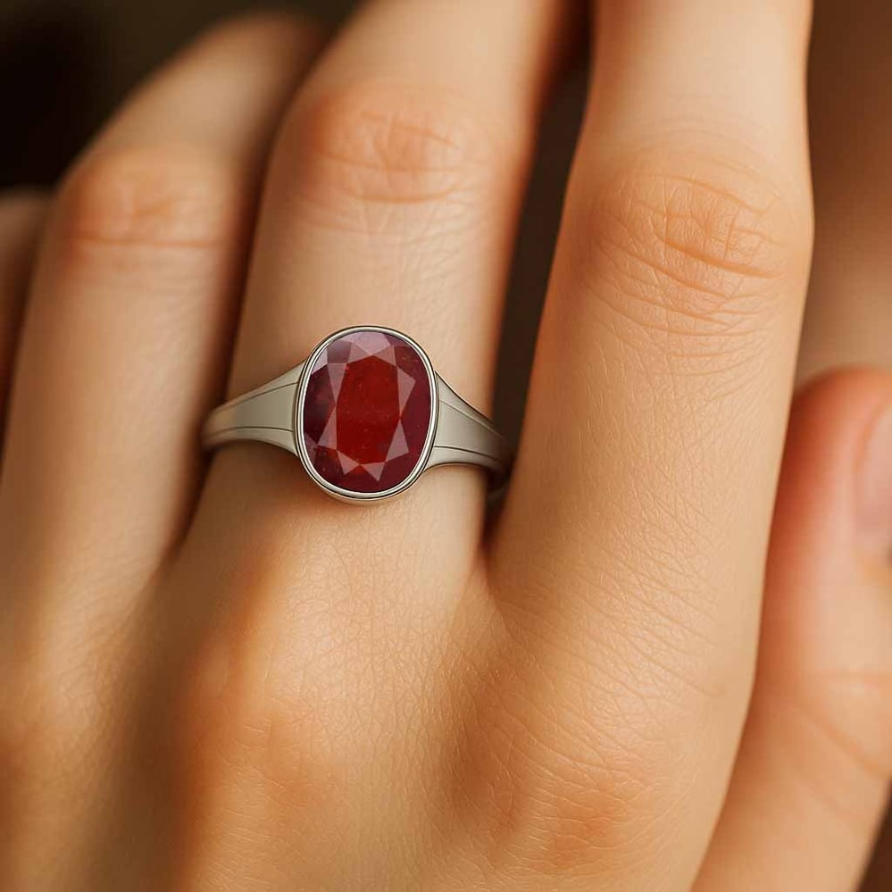 Stylish Hessonite Gomed 925 Sterling Silver Ring for Women