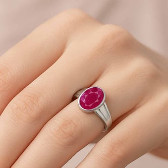Stylish Ruby 925 Sterling Silver Ring for Women