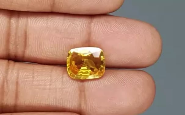 Saphir Jaune Naturel De Thaïlande - 6x4.8 Mm - 0.69 Carats - Traité (Be) - Rare !