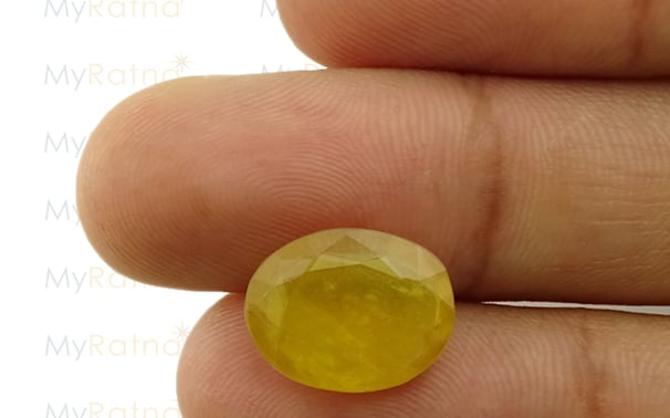Saphir Jaune Naturel De Thaïlande - 6 Mm X 4,8 Mm - Traité Au Béryllium - Rare Et éclatant