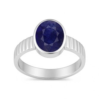 Timeless Classic Sterling Silver Blue Sapphire Gemstone Ring for Male