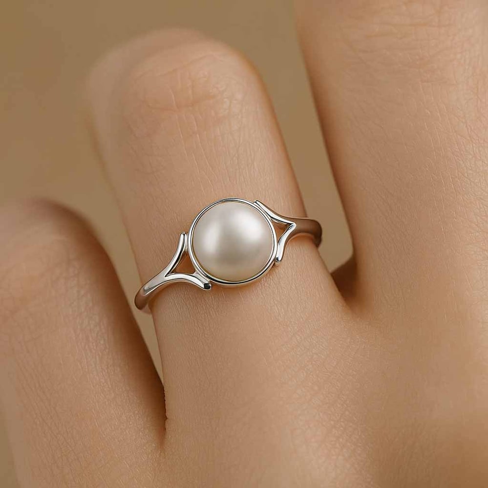 Timeless Pearl Stone Sterling Silver Ring for Women