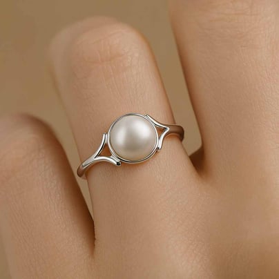 Timeless Pearl Stone Sterling Silver Ring for Women