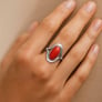 Timeless Red Coral Stone Sterling Silver Ring for Women