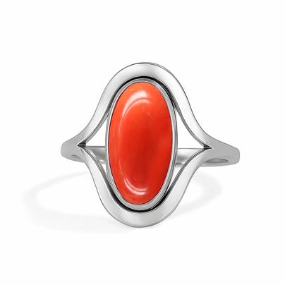 Timeless Red Coral Stone Sterling Silver Ring for Women