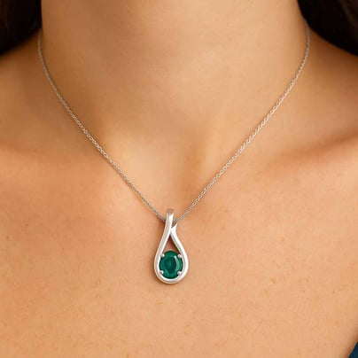 Timeless Sterling Silver Emerald Pendant