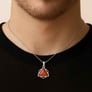 Timeless Sterling Silver Triangle Red Coral Pendant