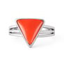 Timeless Triangle Red Coral Stone Sterling Silver Ring for Women