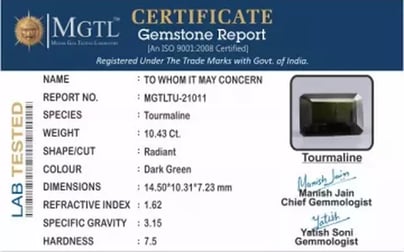 Tourmaline - 10.43 Carat  Limited Quality TU-21011