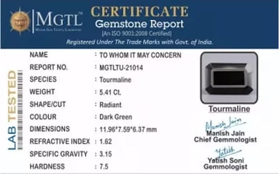 Tourmaline - 5.41 Carat  Limited Quality TU-21014