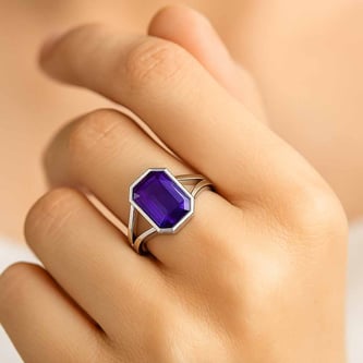 Traditional 925 Silver Amethyst (Jamuniya) Ring for Women