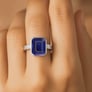 Traditional 925 Silver Blue Sapphire (Neelam) Ring for Women