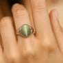 Traditional 925 Silver Cat's Eye (Lehsuniya) Ring for Women