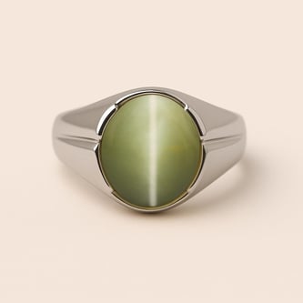 Traditional 925 Silver Cat's Eye (Lehsuniya) Ring for Women