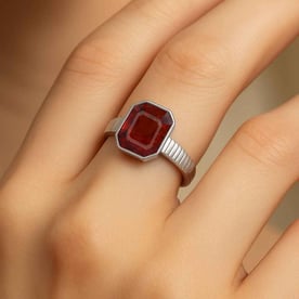 Traditional 925 Silver Hessonite Gomed  Ring for Women