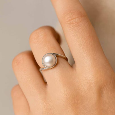 Traditional 925 Silver Pearl Stone Ring for Women
