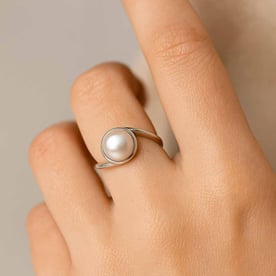 Traditional 925 Silver Pearl Stone Ring for Women