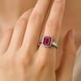 Traditional 925 Silver Ruby (Manik) Ring for Women