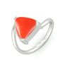 Traditional 925 Silver Triangle Red Coral (Moonga) Ring for Women