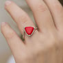 Traditional 925 Silver Triangle Red Coral (Moonga) Ring for Women