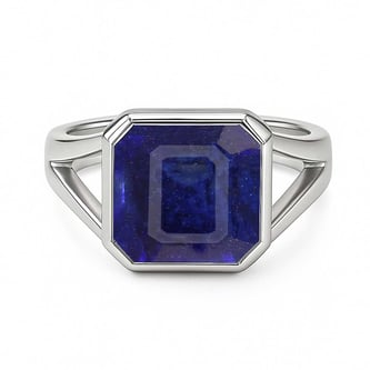 Traditional 925 Sterling Silver Blue Sapphire Ring for Men