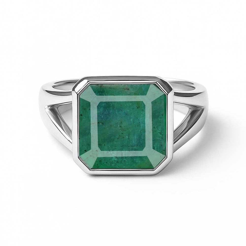 Traditional 925 Sterling Silver Emerald Ring for Men