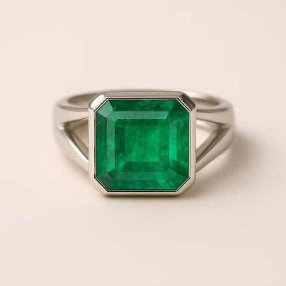 Traditional 925 Sterling Silver Emerald Ring for Men