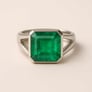 Traditional 925 Sterling Silver Emerald Ring for Men